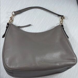 Kate Spade New York Gray Pebbled Leather Hobo Shoulder Bag Gold Hardware